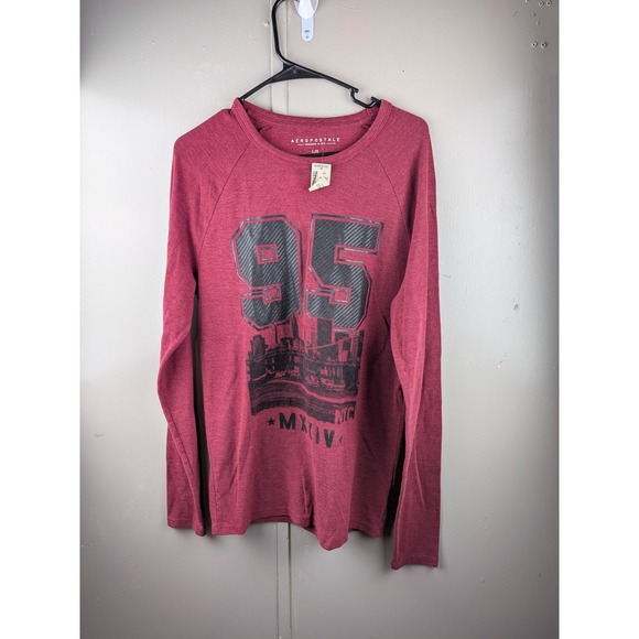 Aeropostale Other - Aeropostale Mens Long Sleeve Thermal Shirt Burgundy Red NYC 95 Graphic Tee L